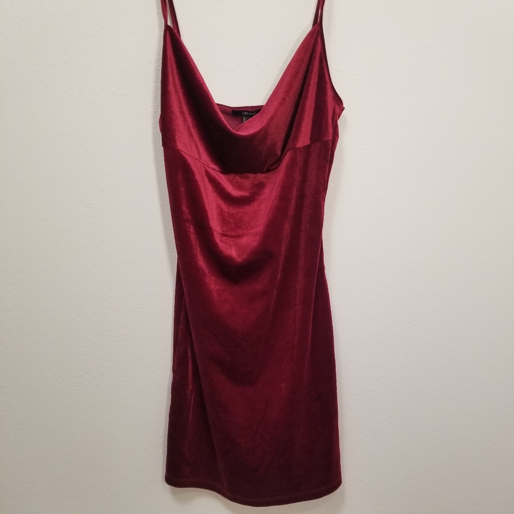 NEW FOREVER 21 Red Wine Knit Velvet Dress